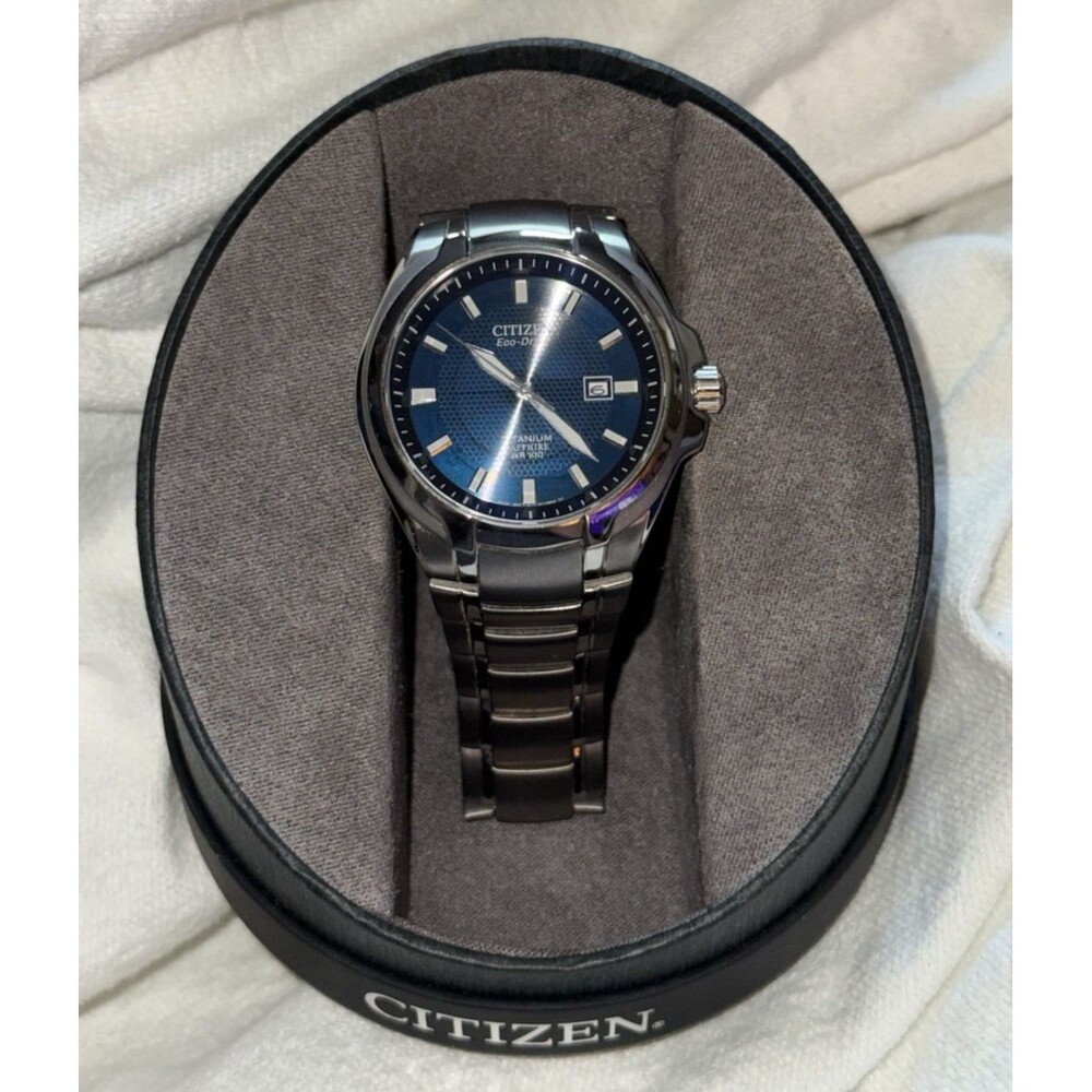 Citizen Eco-Drive Blue Dial Bracelet‎ Titanium Men's Watch BM7170-53L